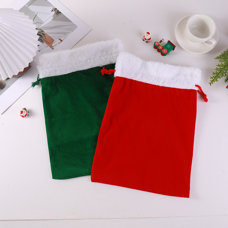 Party Favor Bag - Large Christmas Gift Bag Velvet Santa