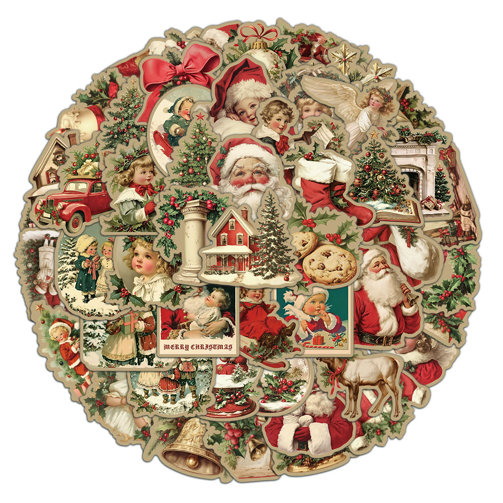 Plastic Cup 50Pcs - 50PCS Creative Retro Christmas Stickers Laptop