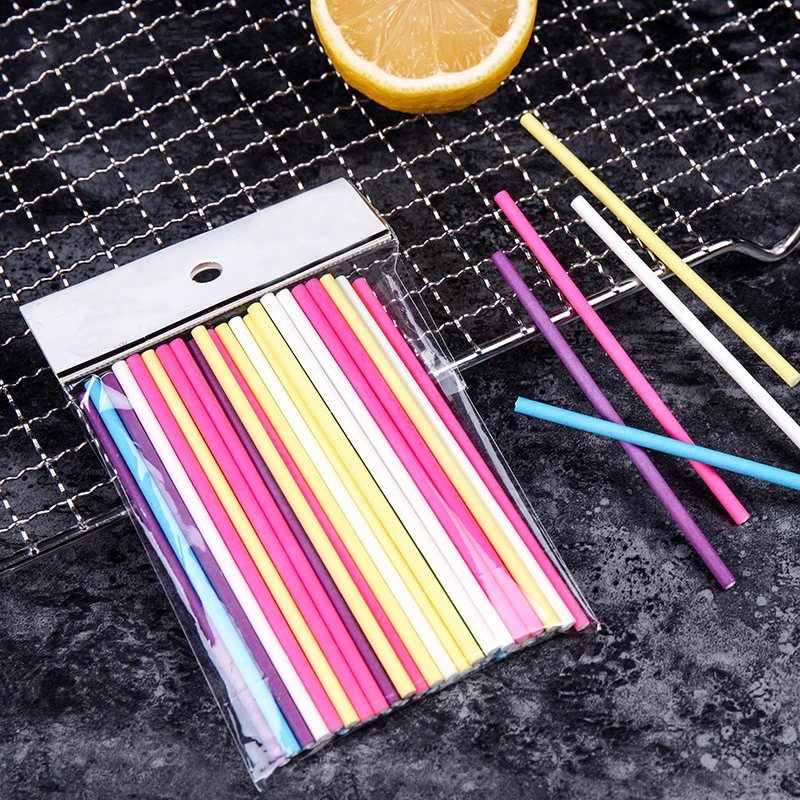 100Pcs/Lot Paper Lollipop Stic - огляд і ціна Paper Straw Color