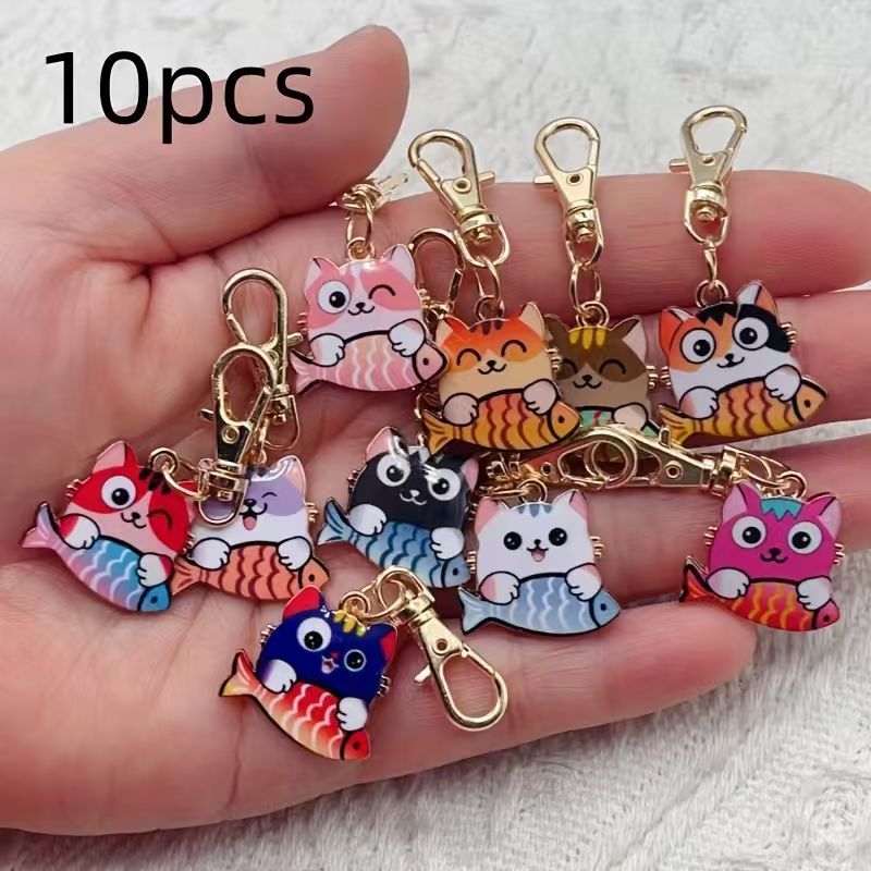 10pcs alloy printed cat keycha - огляд і ціна Party Favor Bag