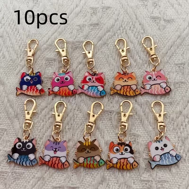 10pcs alloy printed cat keycha - огляд і ціна Party Favor Bag